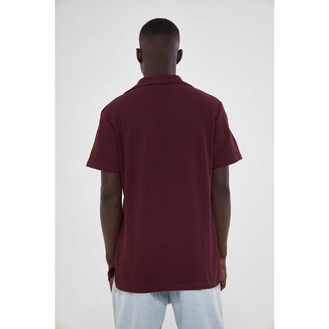 Burgundy Waffle Textured Polo | Montivo Pakistan
