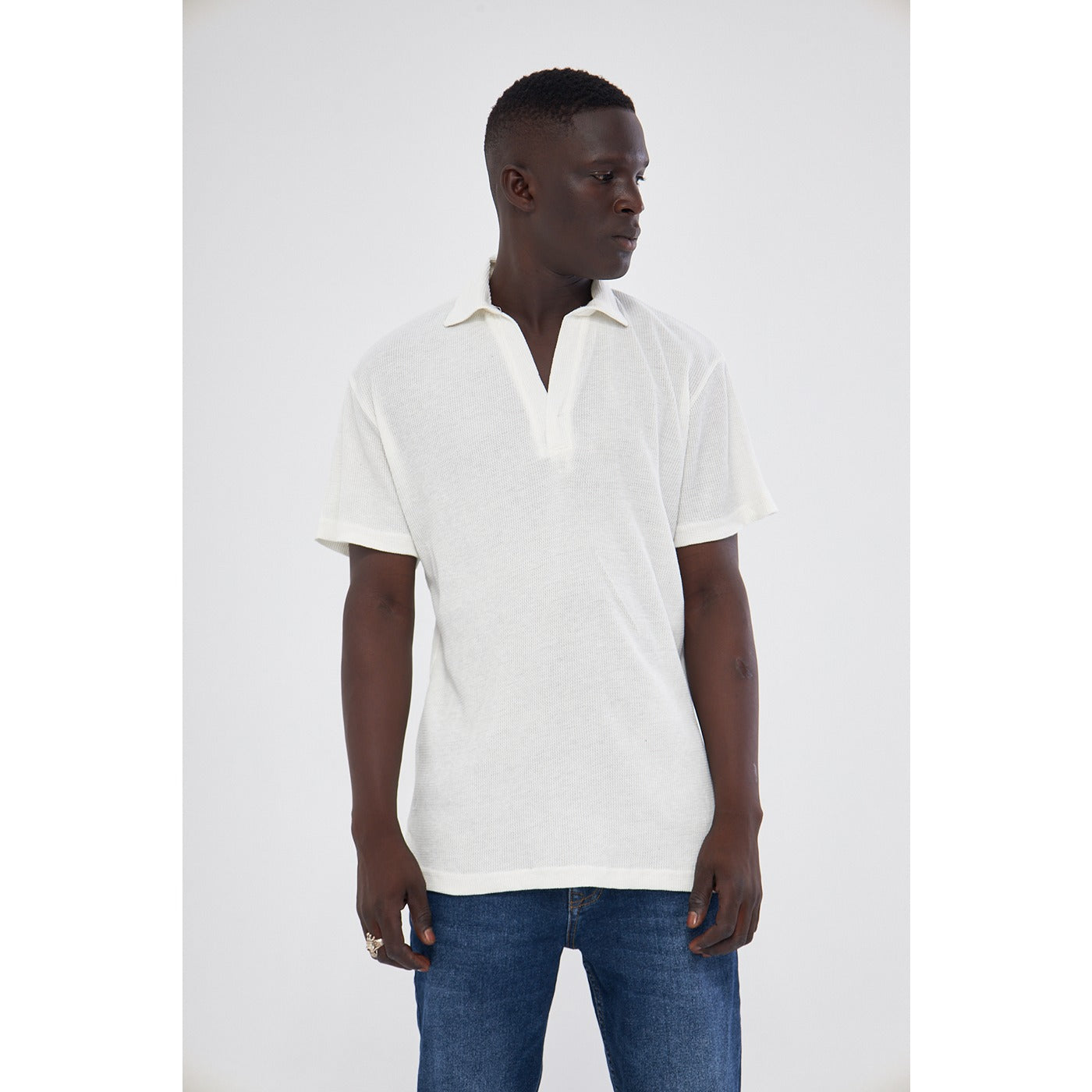 White Waffle Textured Polo | Montivo Pakistan