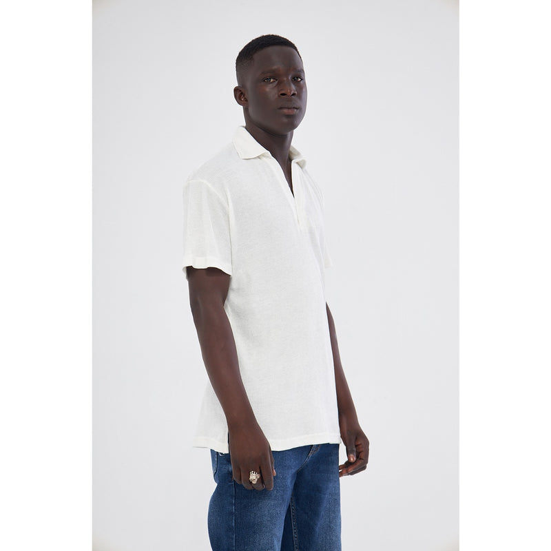 White Waffle Textured Polo | Montivo Pakistan