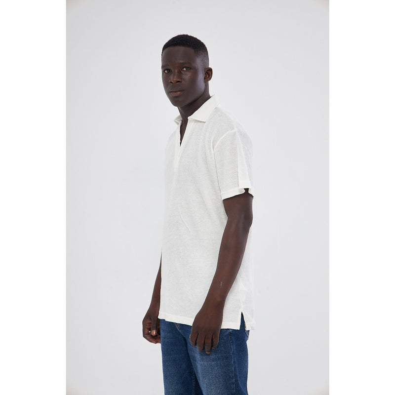 White Waffle Textured Polo | Montivo Pakistan