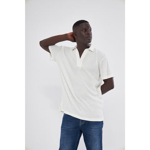 White Waffle Textured Polo | Montivo Pakistan