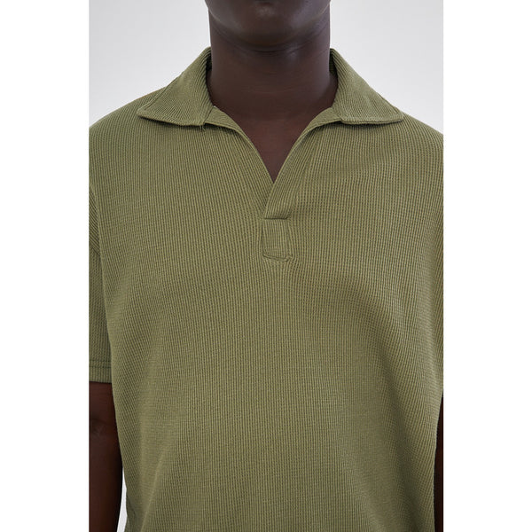 Olive Waffle Textured Polo | Montivo Pakistan