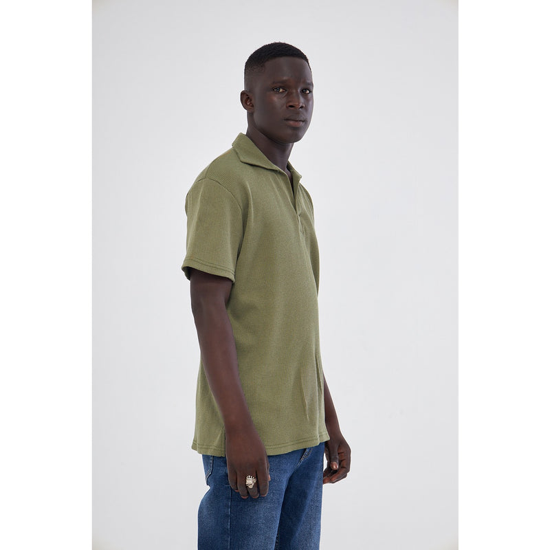 Olive Waffle Textured Polo | Montivo Pakistan