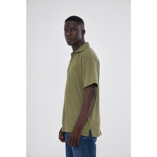 Olive Waffle Textured Polo | Montivo Pakistan