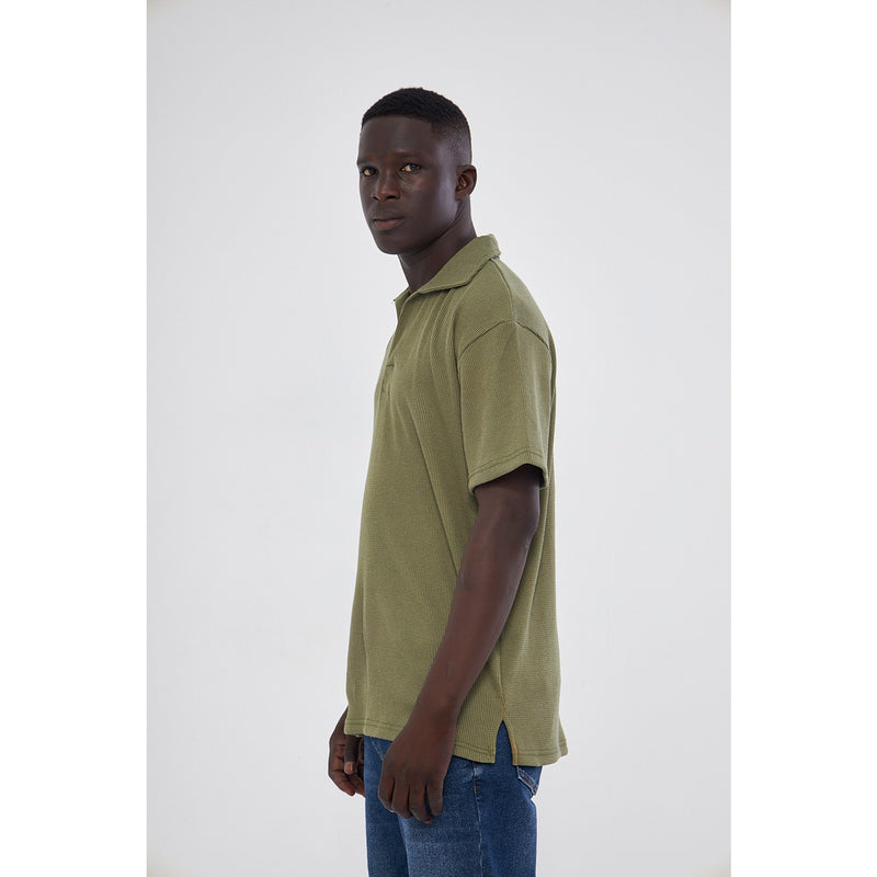Olive Waffle Textured Polo | Montivo Pakistan