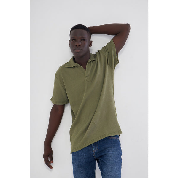 Olive Waffle Textured Polo | Montivo Pakistan