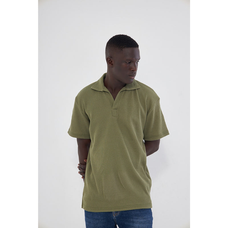 Olive Waffle Textured Polo | Montivo Pakistan