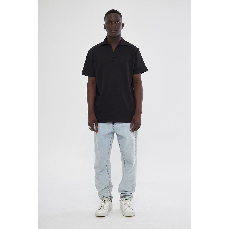 Black Waffle Textured Polo | Montivo Pakistan