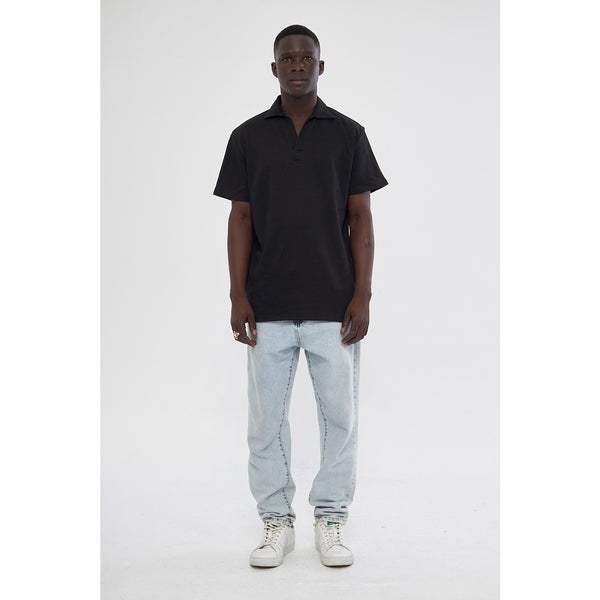 Black Waffle Textured Polo | Montivo Pakistan