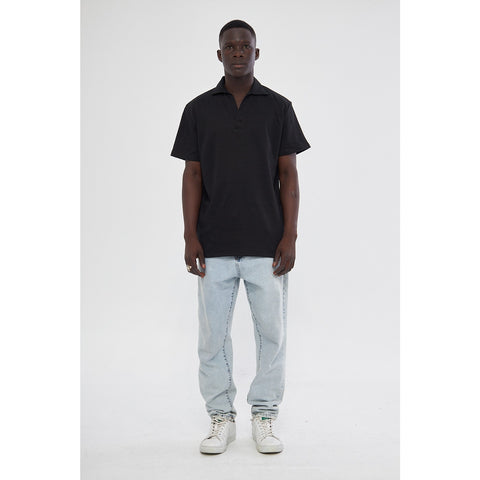 Black Waffle Textured Polo | Montivo Pakistan