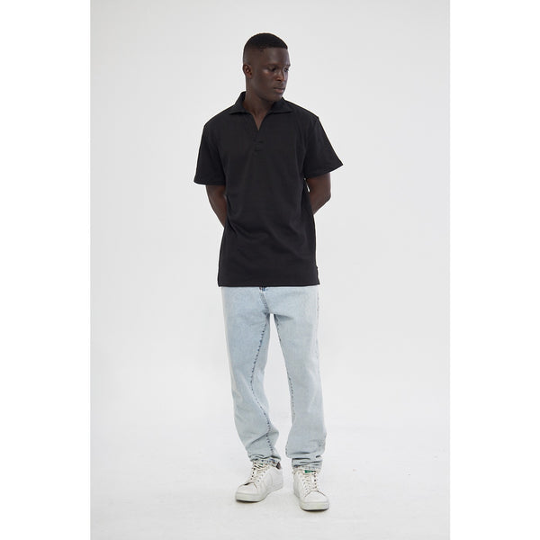 Black Waffle Textured Polo | Montivo Pakistan