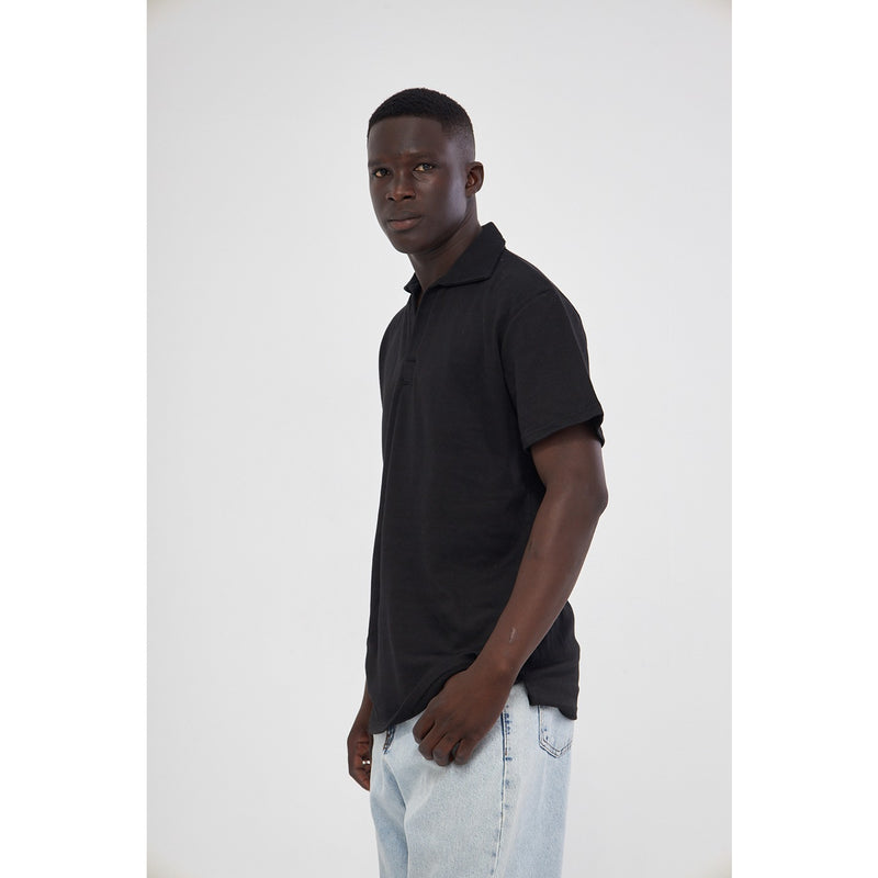 Black Waffle Textured Polo | Montivo Pakistan