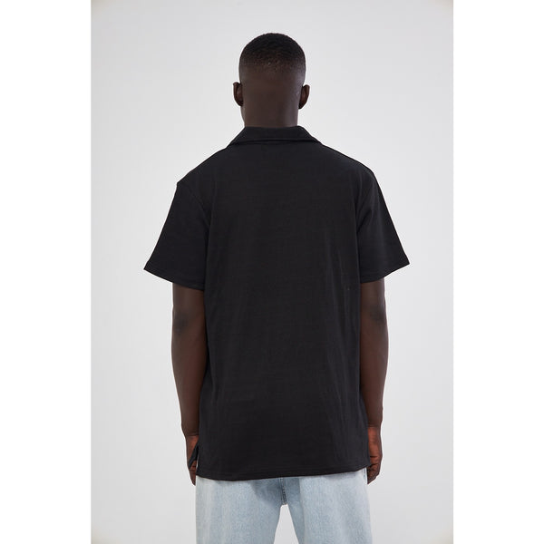 Black Waffle Textured Polo | Montivo Pakistan