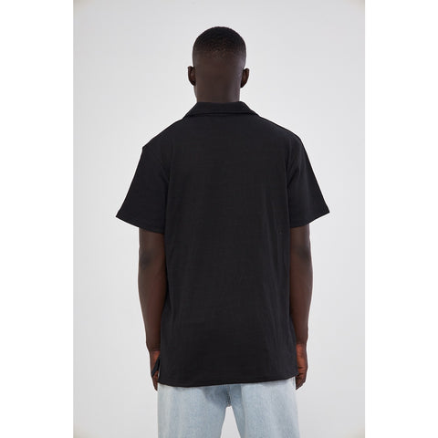 Black Waffle Textured Polo | Montivo Pakistan