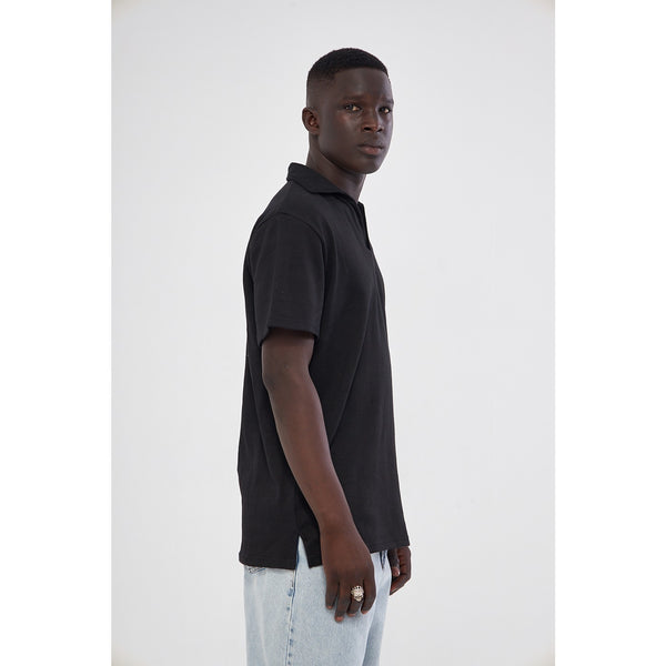 Black Waffle Textured Polo | Montivo Pakistan