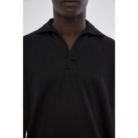 Black Waffle Textured Polo | Montivo Pakistan