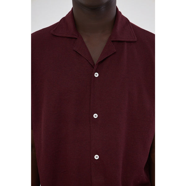 Burgundy Button Down Waffle Shirt | Montivo Pakistan