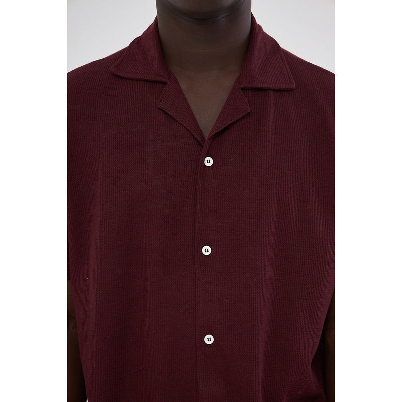 Burgundy Button Down Waffle Shirt | Montivo Pakistan