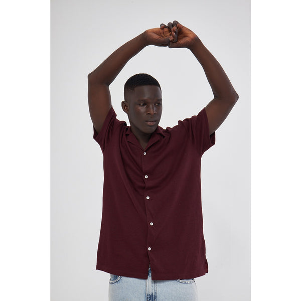 Burgundy Button Down Waffle Shirt | Montivo Pakistan
