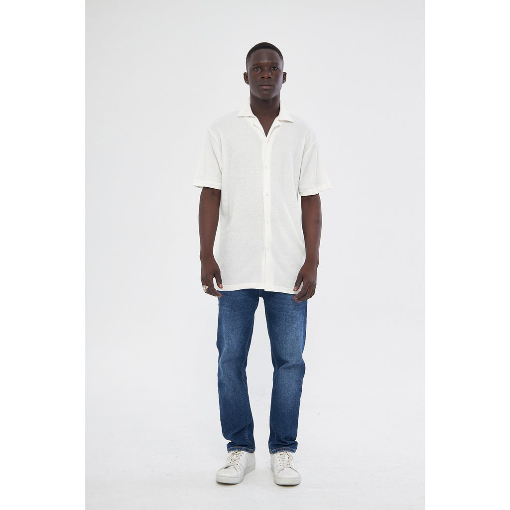 White Button Down Waffle Shirt | Montivo Pakistan