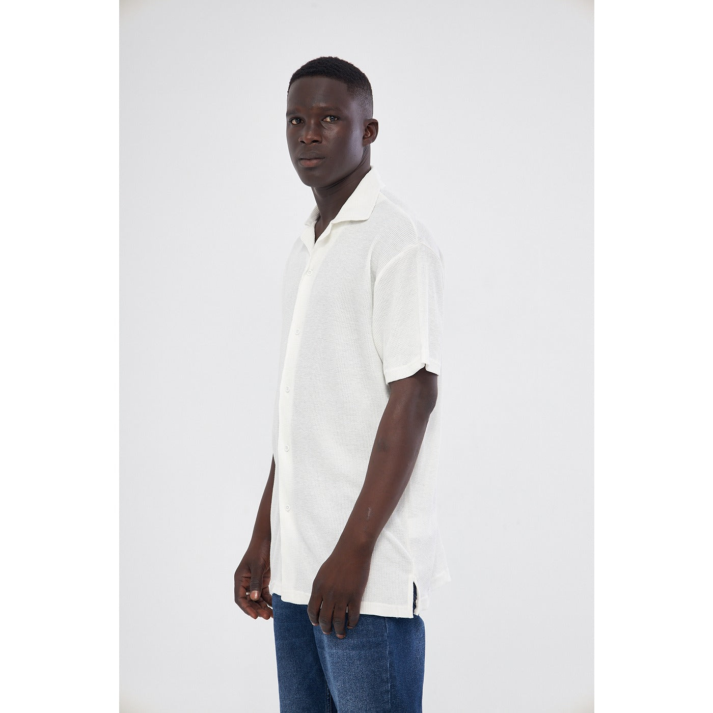 White Button Down Waffle Shirt | Montivo Pakistan