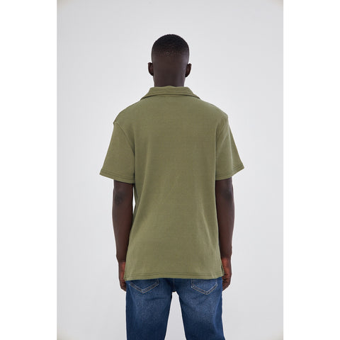 Olive Button Down Waffle Shirt | Montivo Pakistan