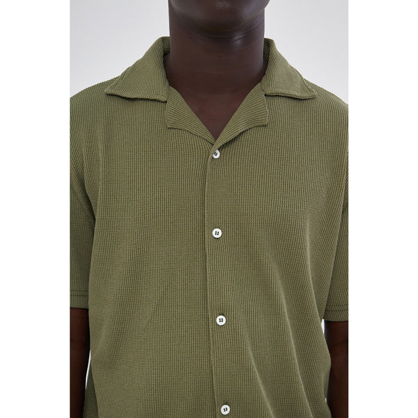 Olive Button Down Waffle Shirt | Montivo Pakistan