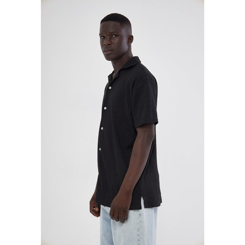 Black Button Down Waffle Shirt | Montivo Pakistan