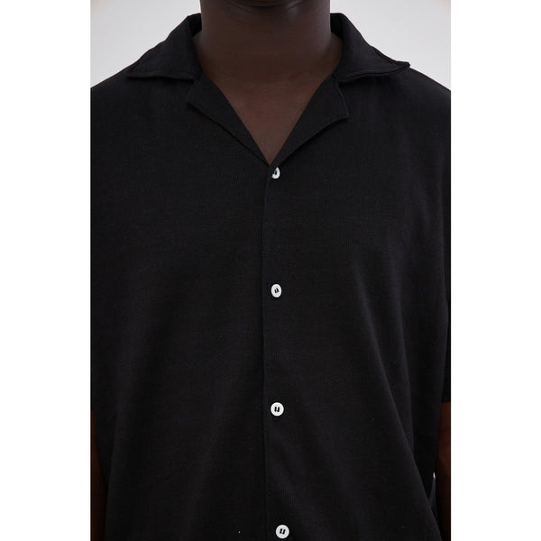 Black Button Down Waffle Shirt | Montivo Pakistan