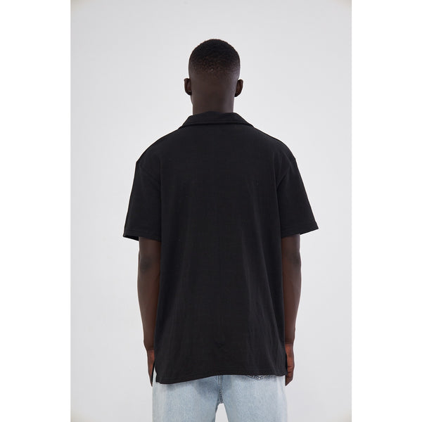 Black Button Down Waffle Shirt | Montivo Pakistan