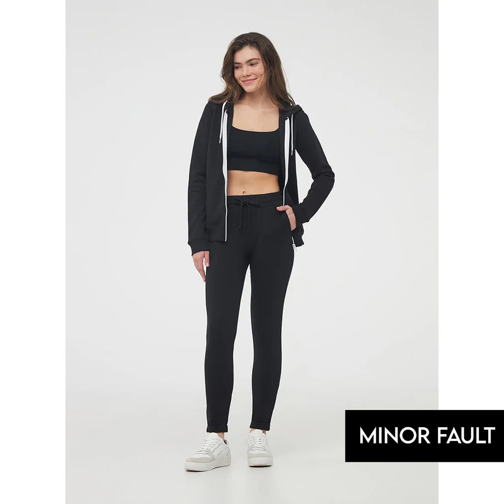 (Minor Fault) Black Skinny-fit Lightweight Jogging Bottoms | Montivo Pakistan