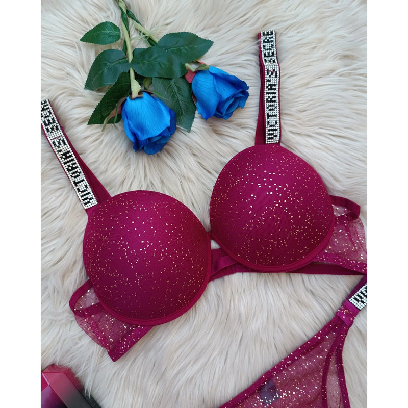 VS Magenta Shimmer Lingerie Set | Montivo Pakistan