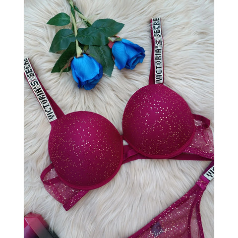 VS Magenta Shimmer Lingerie Set | Montivo Pakistan