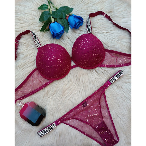 VS Magenta Shimmer Lingerie Set | Montivo Pakistan