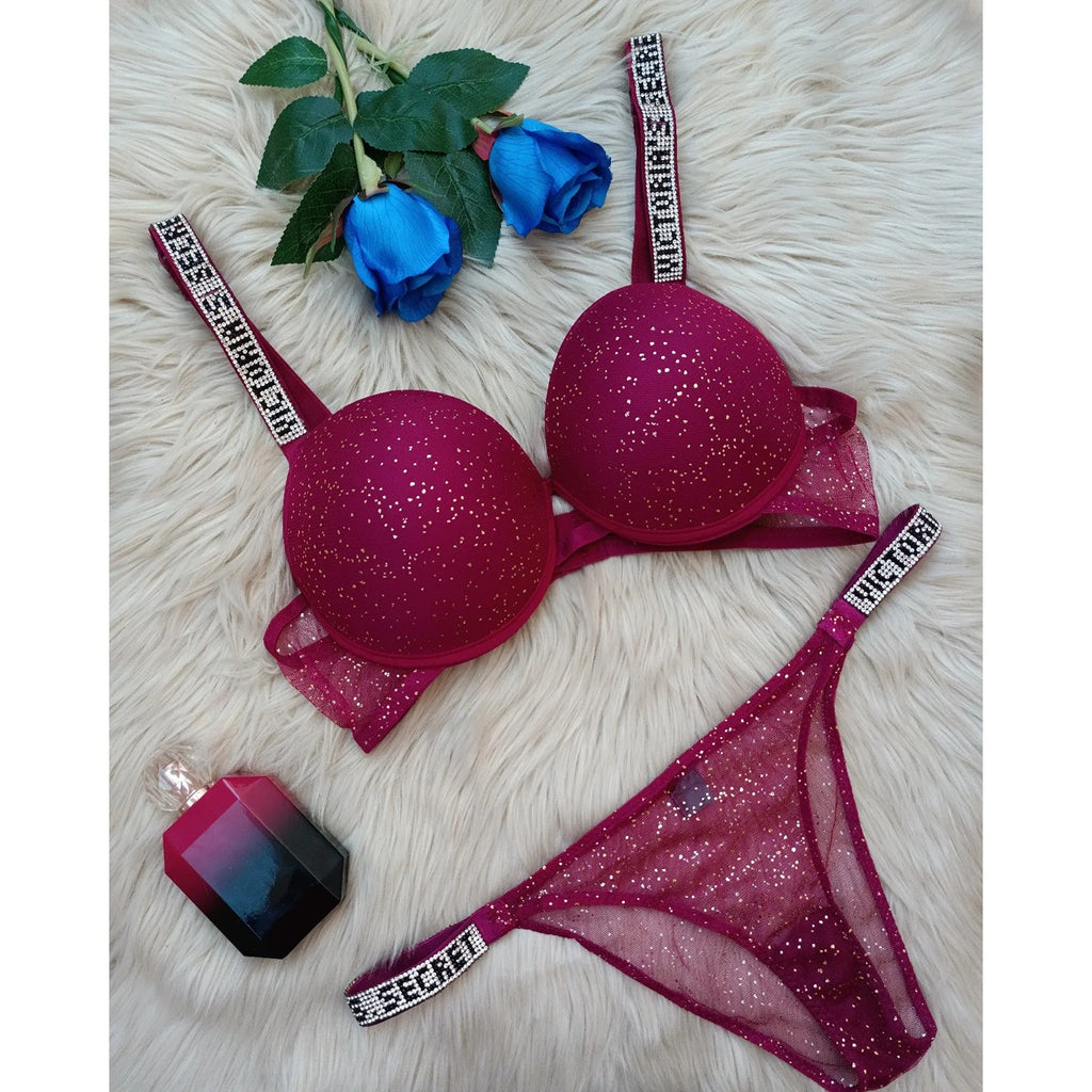 VS Magenta Shimmer Lingerie Set | Montivo Pakistan