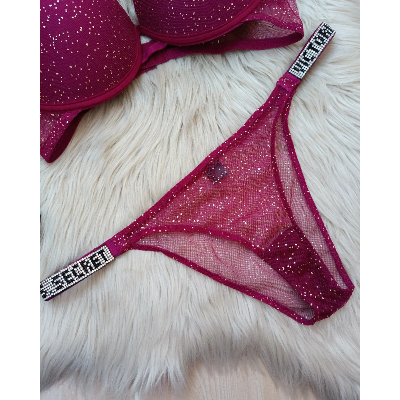 VS Magenta Shimmer Lingerie Set | Montivo Pakistan