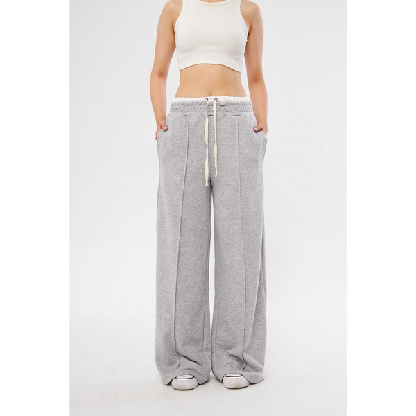Grey Wide Leg Belt Contrast Trousers | Montivo Pakistan