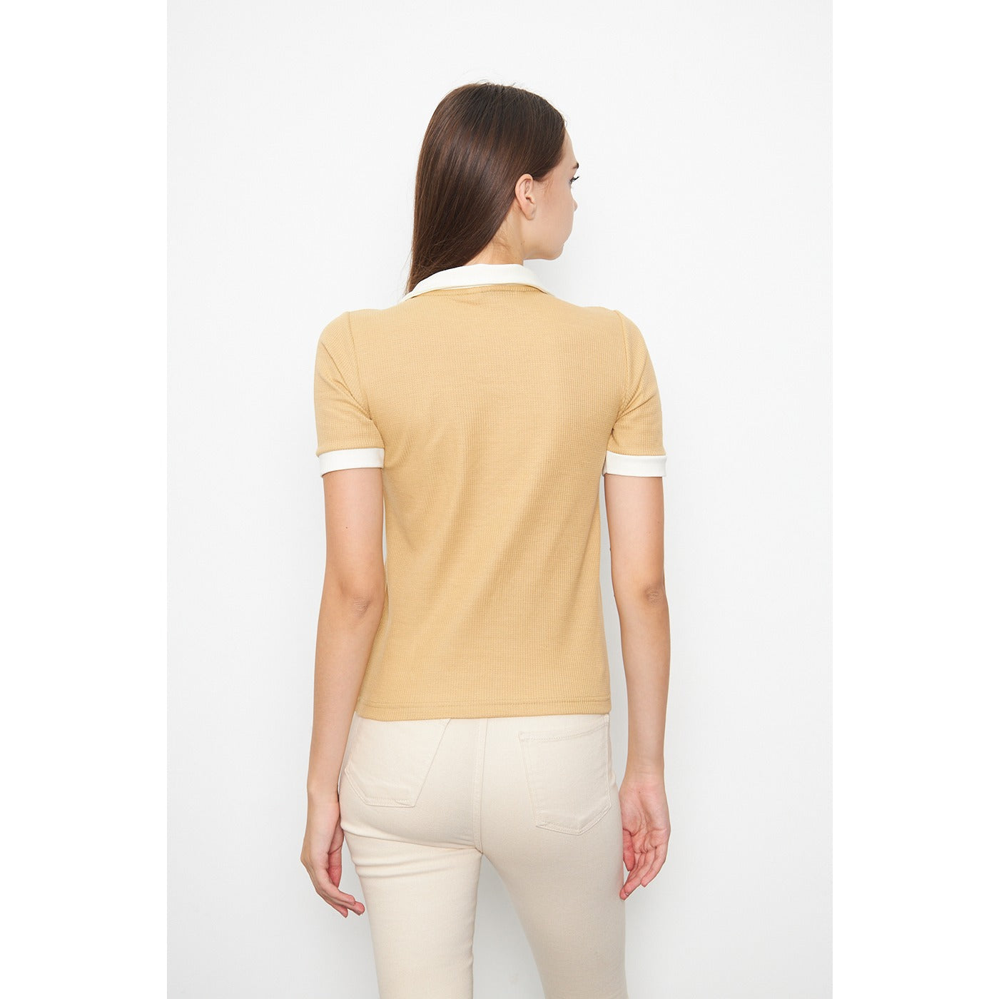 Beige Waffle Contrast Polo | Montivo Pakistan