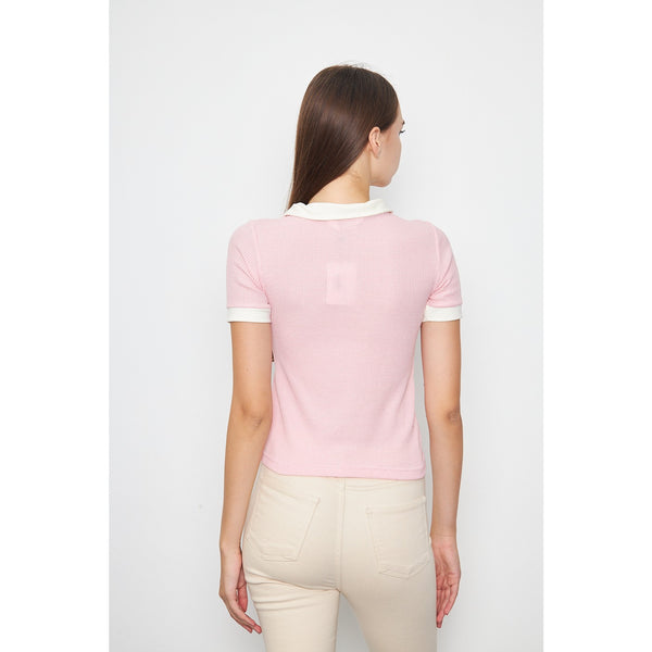Pink Waffle Contrast Polo | Montivo Pakistan