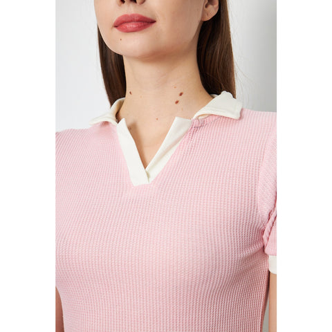 Pink Waffle Contrast Polo | Montivo Pakistan