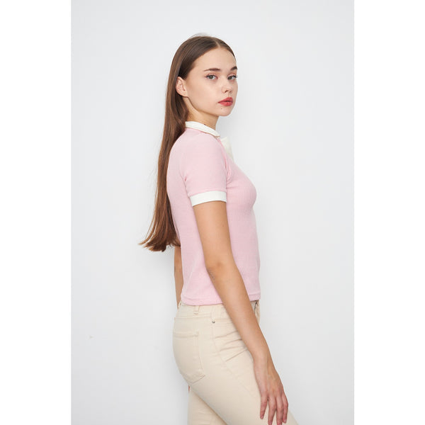 Pink Waffle Contrast Polo | Montivo Pakistan