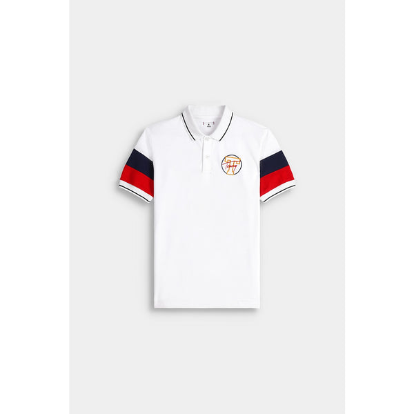White Contrast Sleeves Polo | Montivo Pakistan
