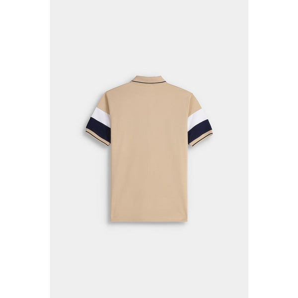 Beige Contrast Sleeves Polo | Montivo Pakistan