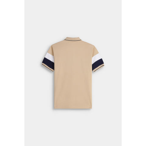 Beige Contrast Sleeves Polo | Montivo Pakistan