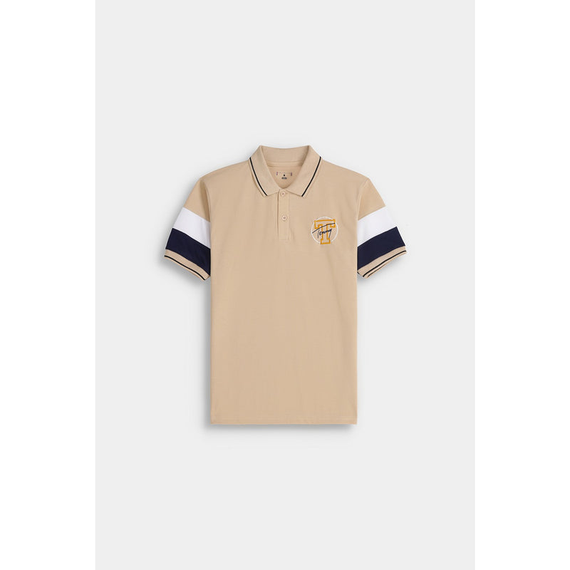Beige Contrast Sleeves Polo | Montivo Pakistan