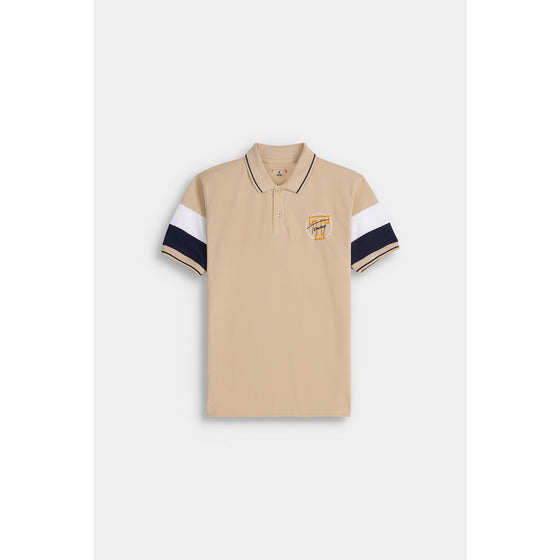 Beige Contrast Sleeves Polo | Montivo Pakistan