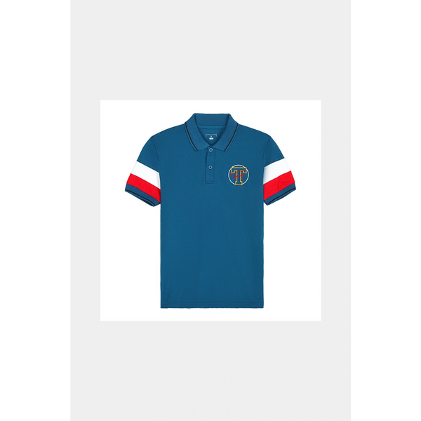 Teal Blue Contrast Sleeves Polo | Montivo Pakistan