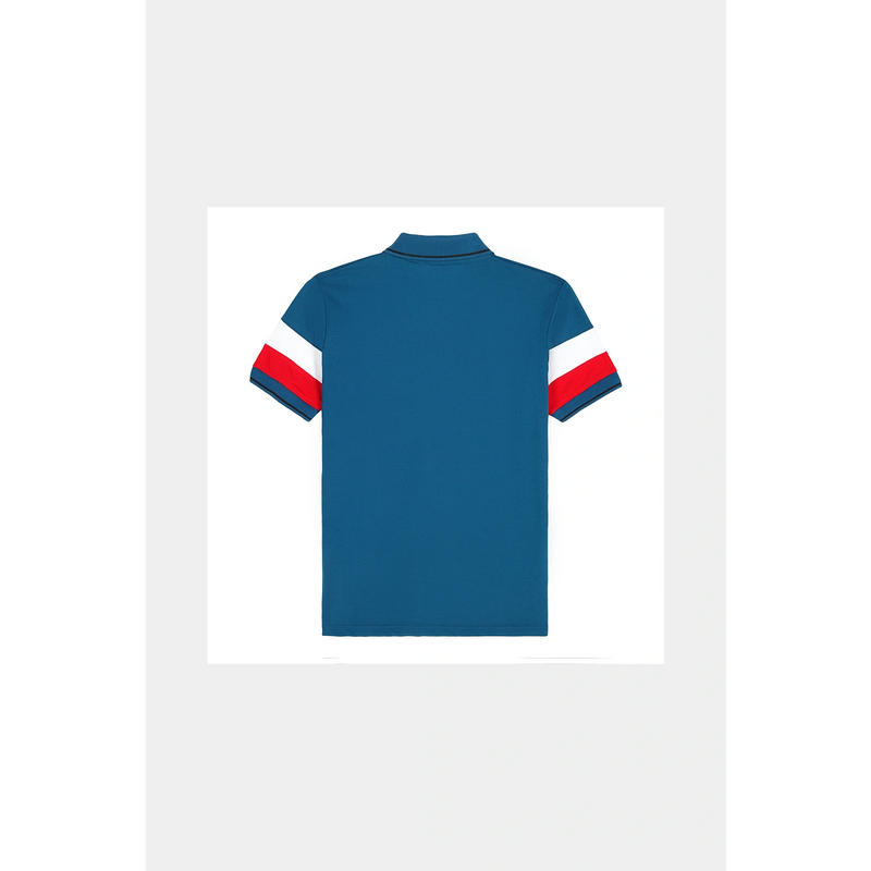 Teal Blue Contrast Sleeves Polo | Montivo Pakistan