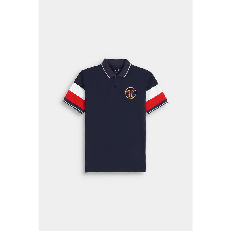Navy Blue Contrast Sleeves Polo | Montivo Pakistan
