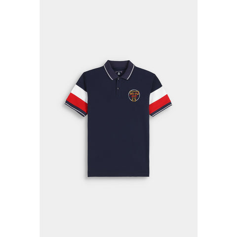 Navy Blue Contrast Sleeves Polo | Montivo Pakistan